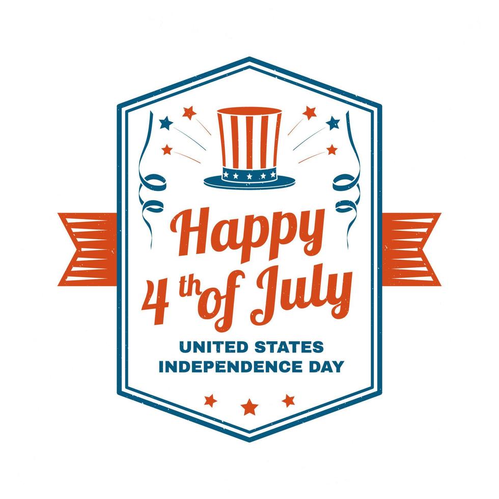 Vintage 4th of july design in retro style. Independence day greeting card. Patriotic banner for website template. Vector illustration.