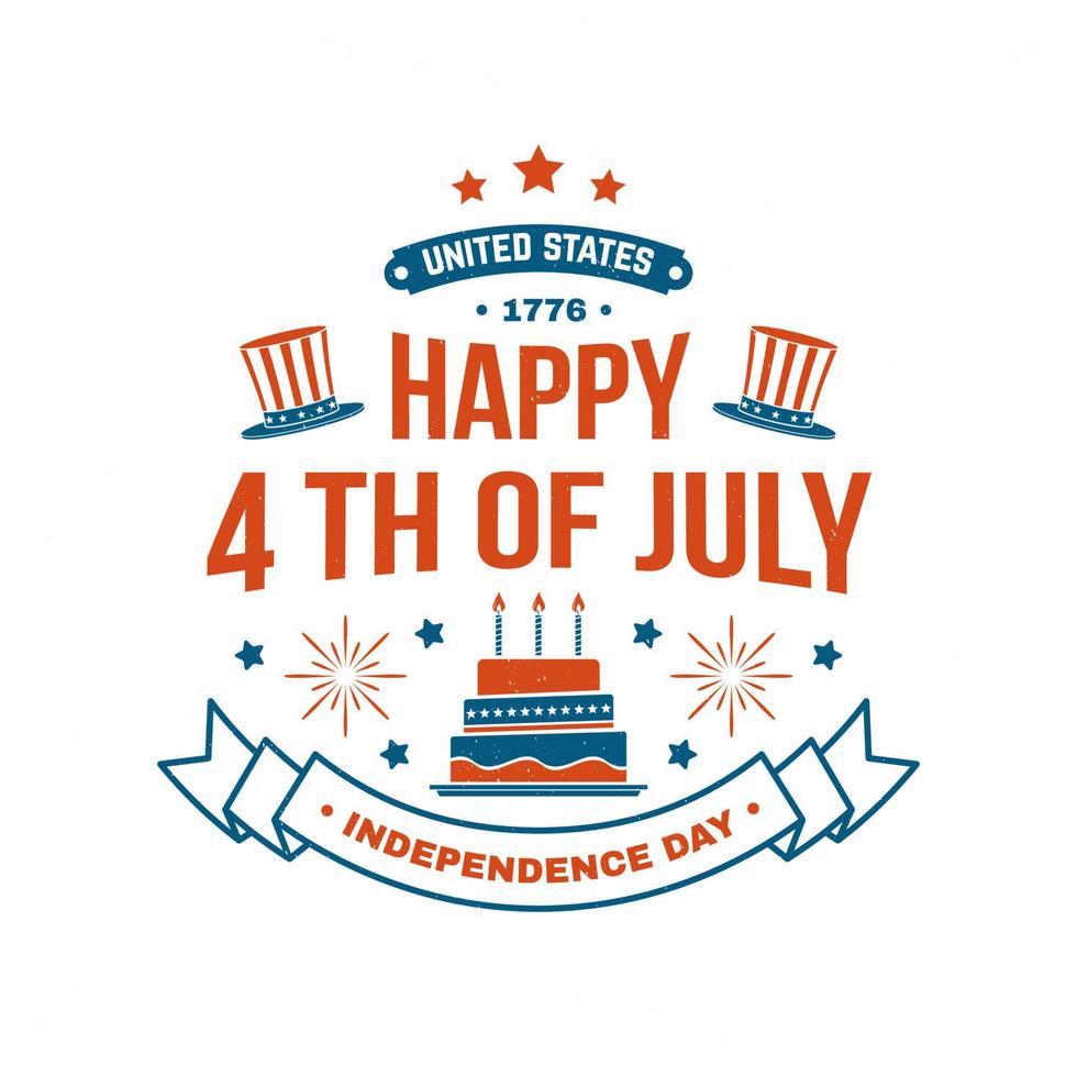 Vintage 4th of july design in retro style. Independence day greeting card. Patriotic banner for website template. Vector illustration.