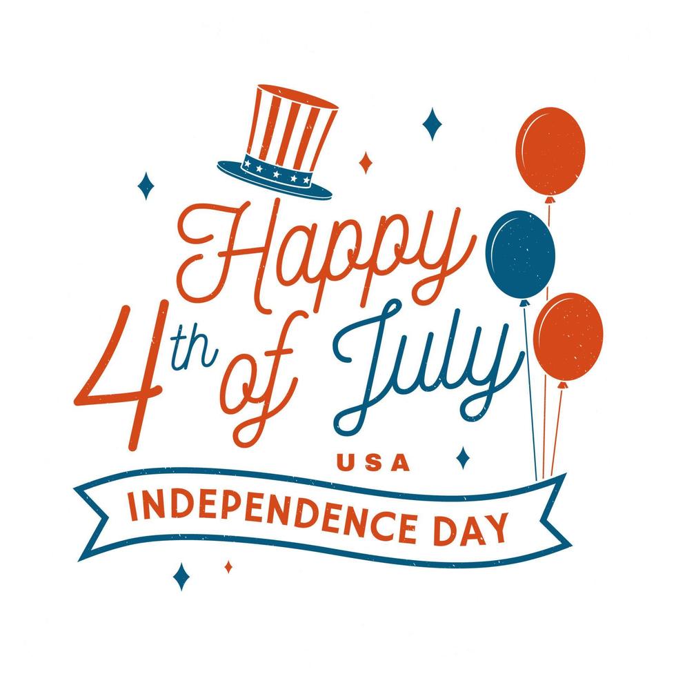 Vintage 4th of july design in retro style. Independence day greeting card. Patriotic banner for website template. Vector illustration.