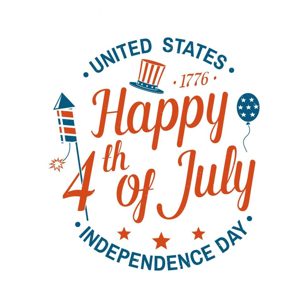 Vintage 4th of july design in retro style. Independence day greeting card. Patriotic banner for website template. Vector illustration.