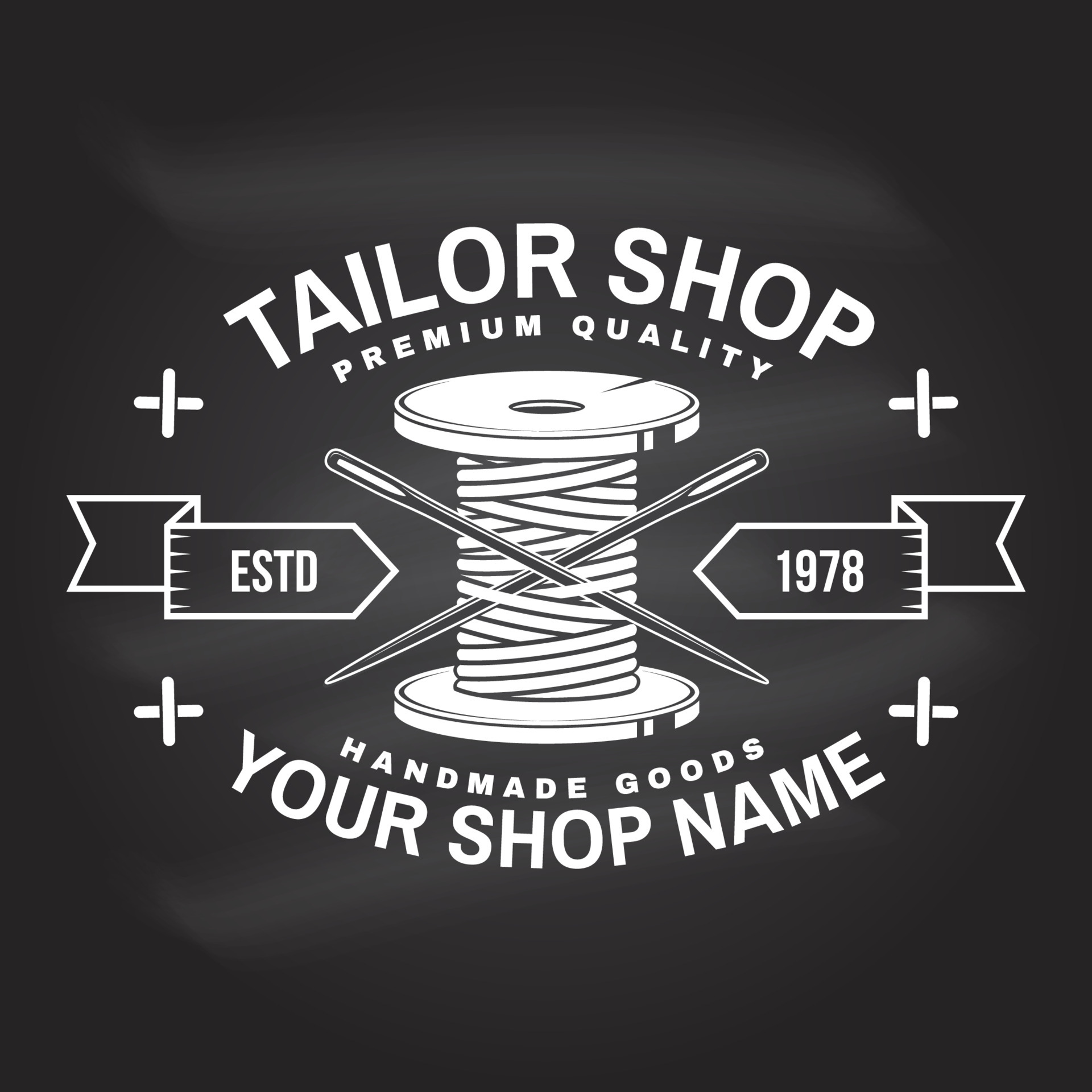 Tailor shop badge. Vector. Concept for shirt, print, stamp label or tee ...