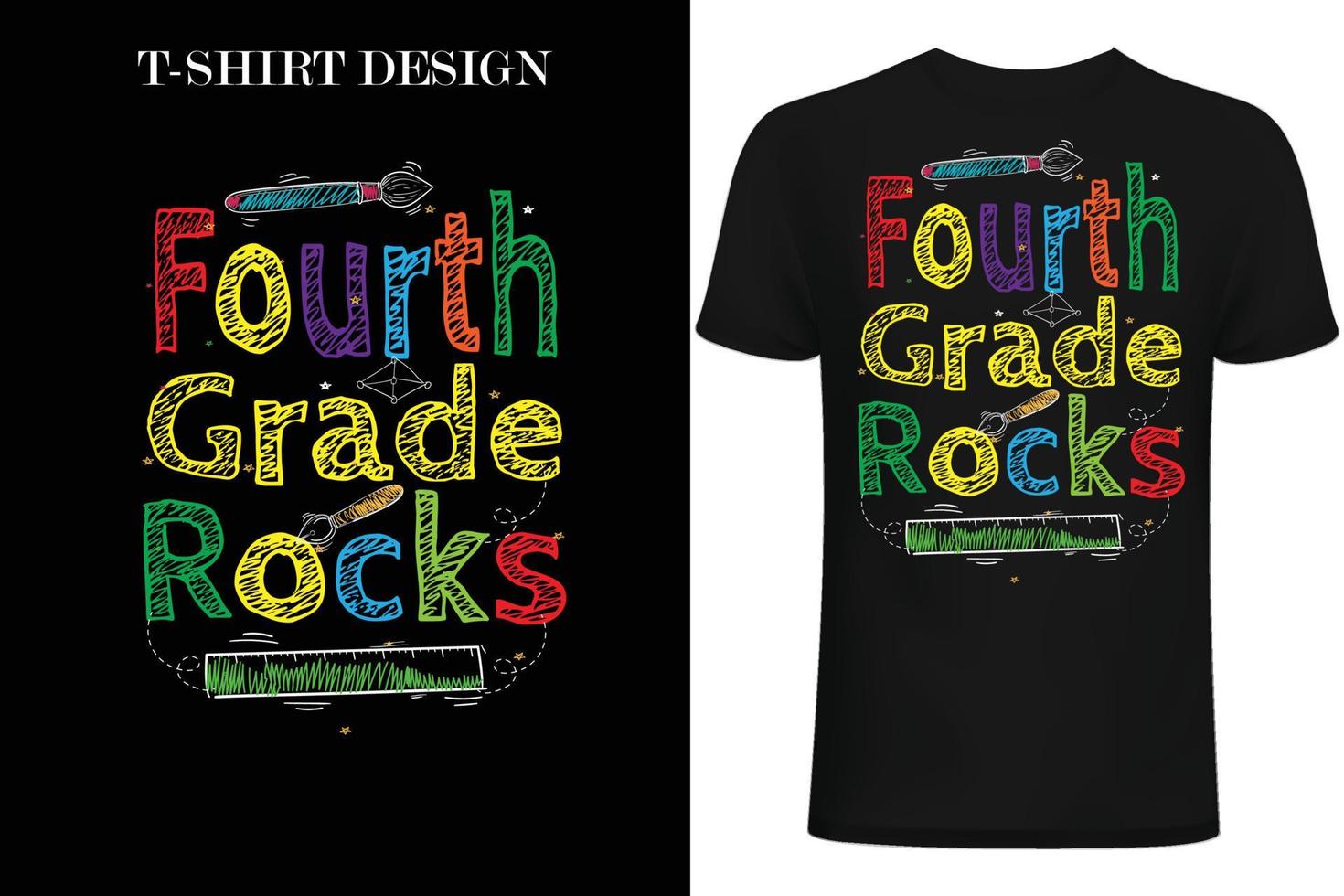fourth Grade rock t-shirt design.1st day at school t-shirt design. vector