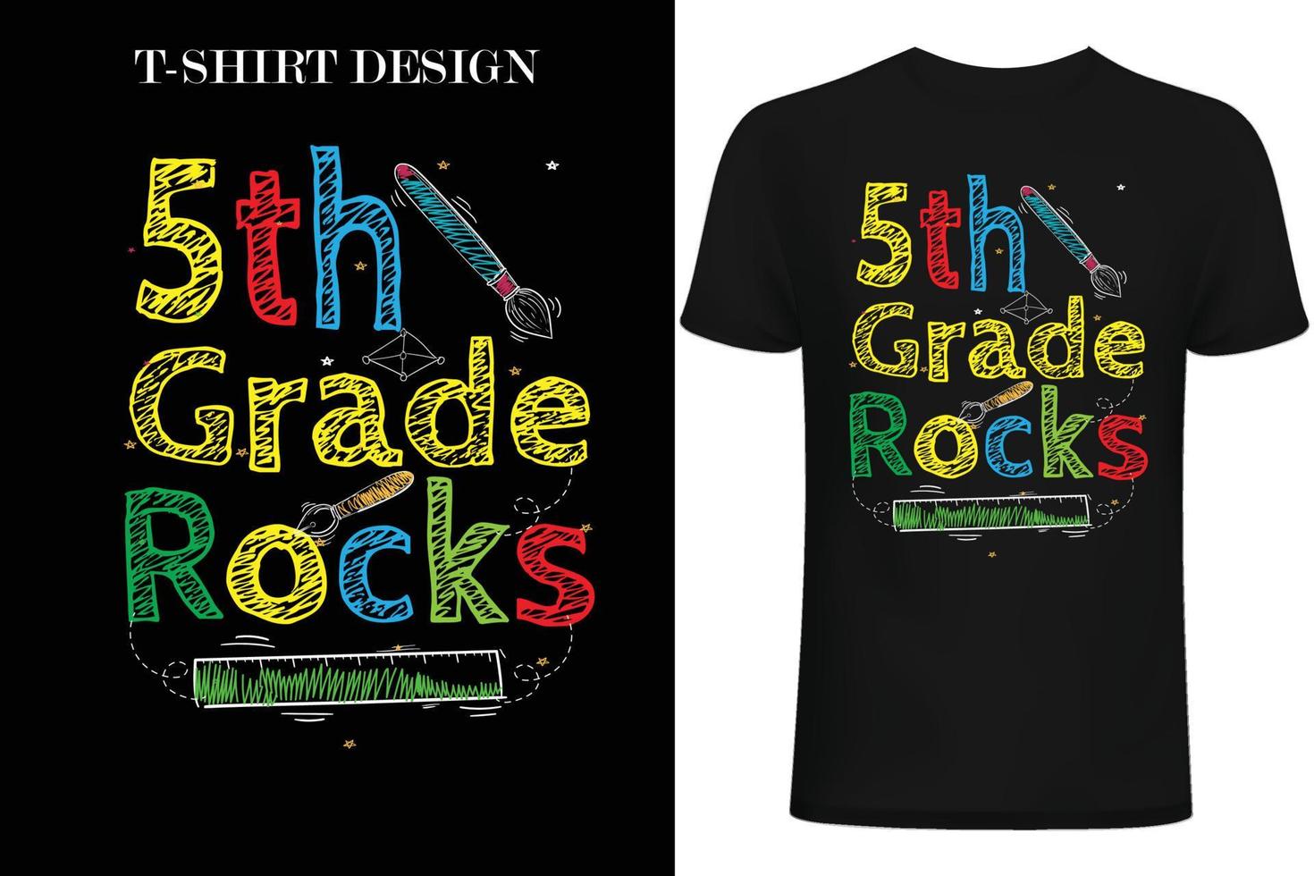 5th Grade rock t-shirt design.1st day at school t-shirt design. vector