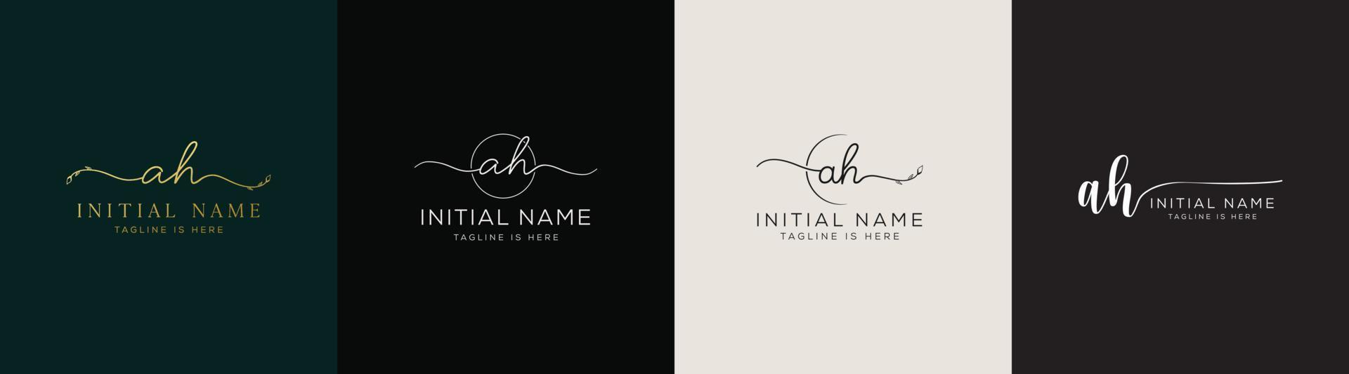 AH H A initial signature logo template. vector