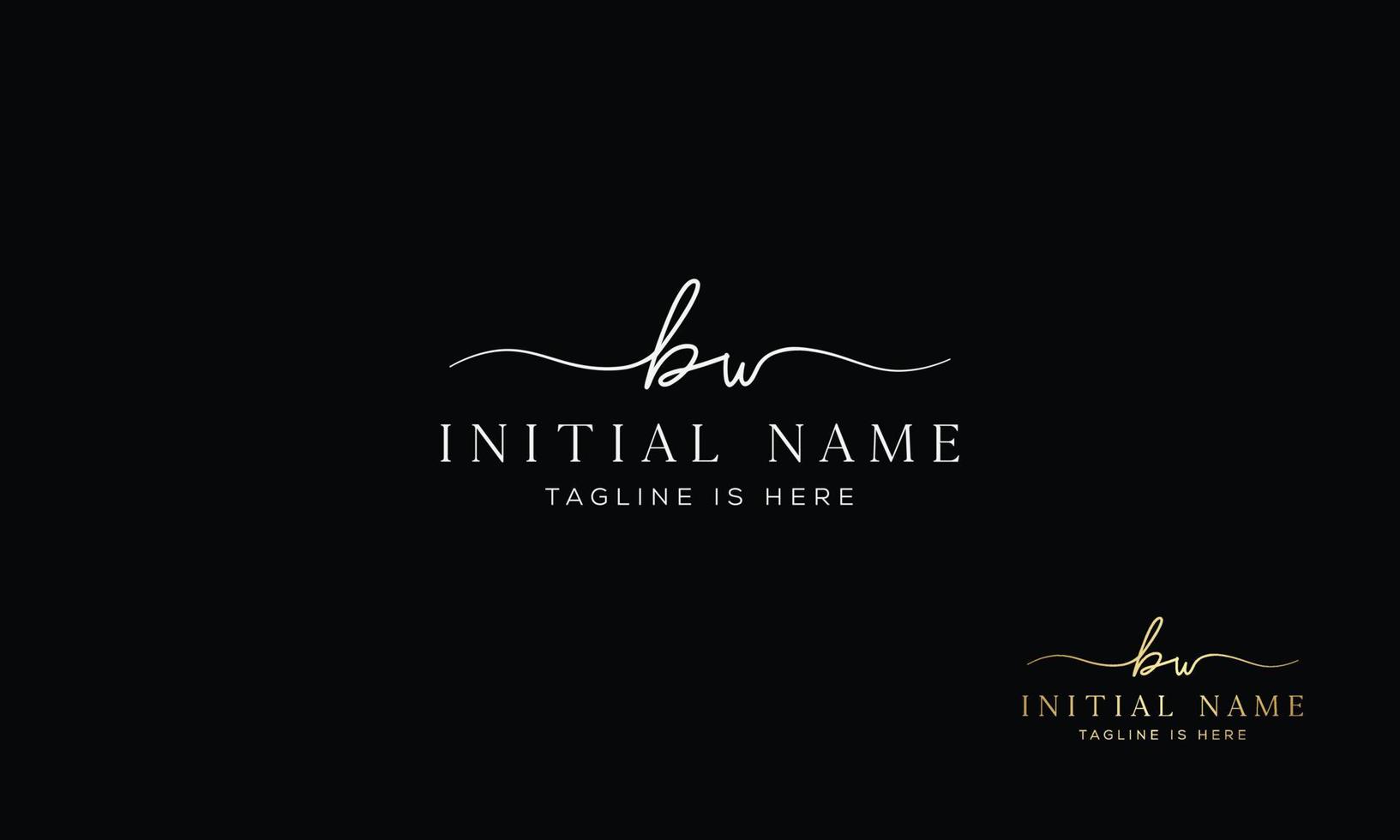 BW W B initial signature logo template. vector