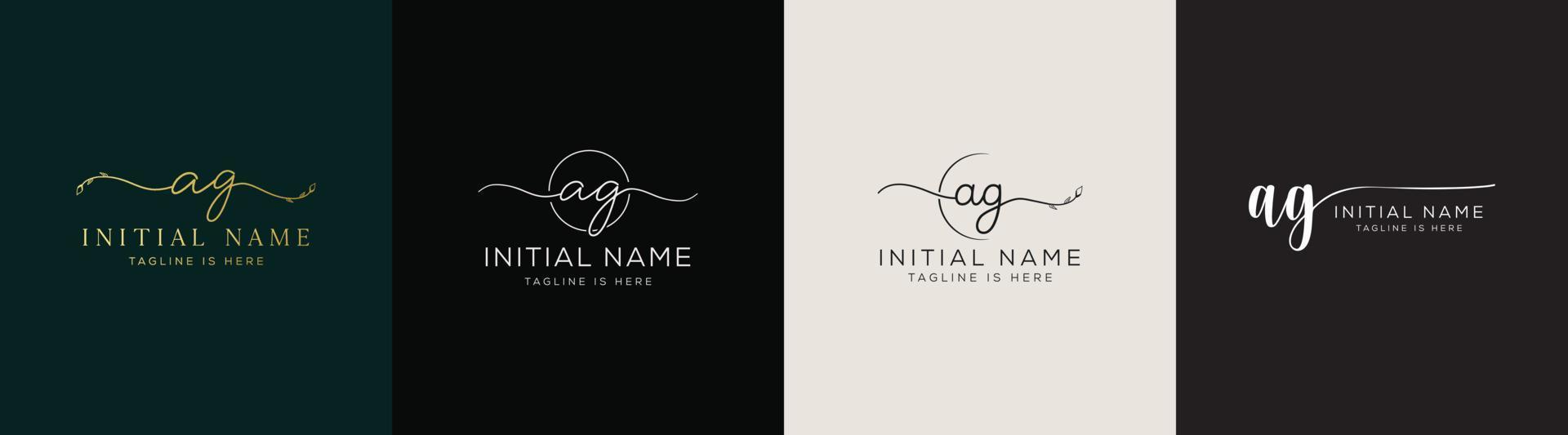 AG GA initial signature logo template. vector