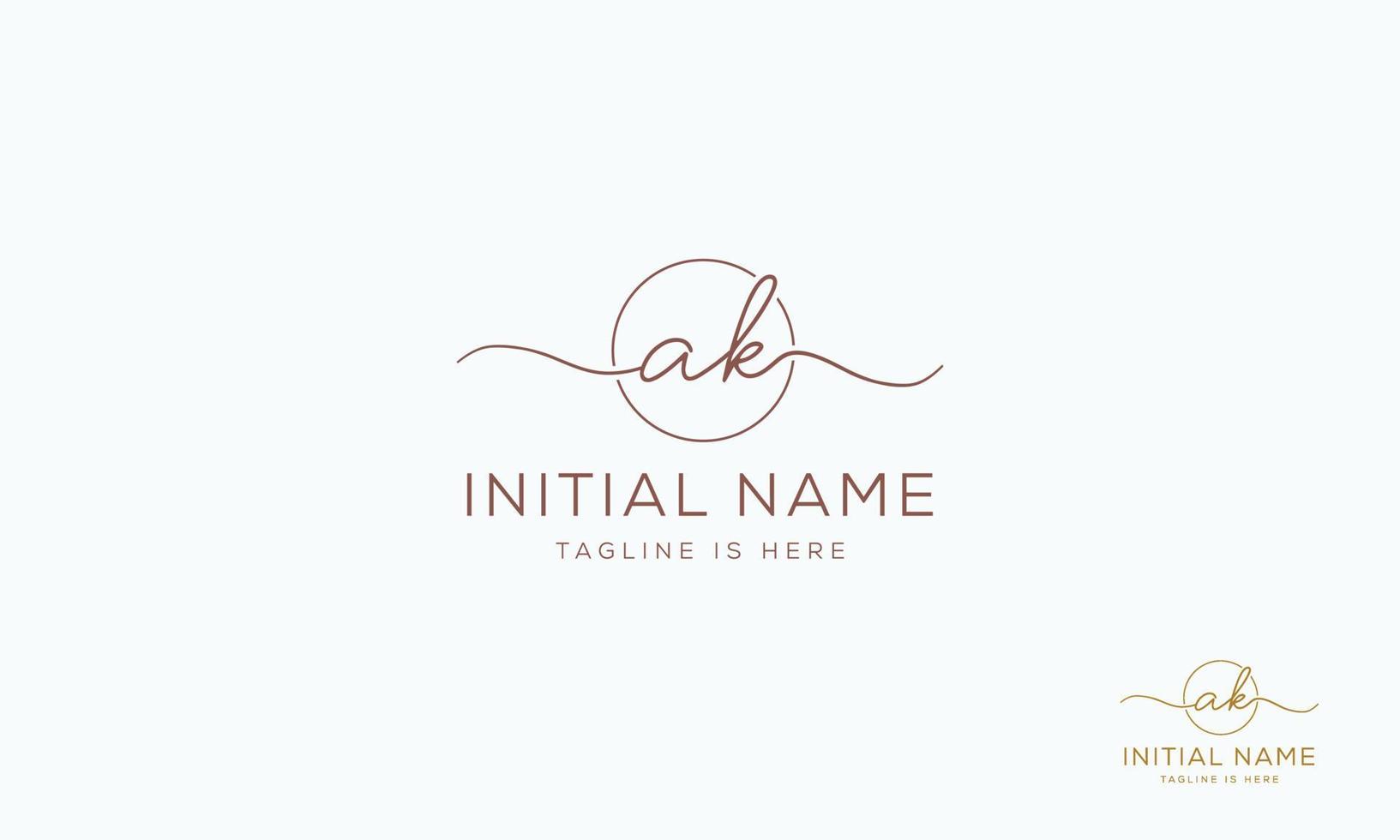 AK K A initial signature logo template. vector