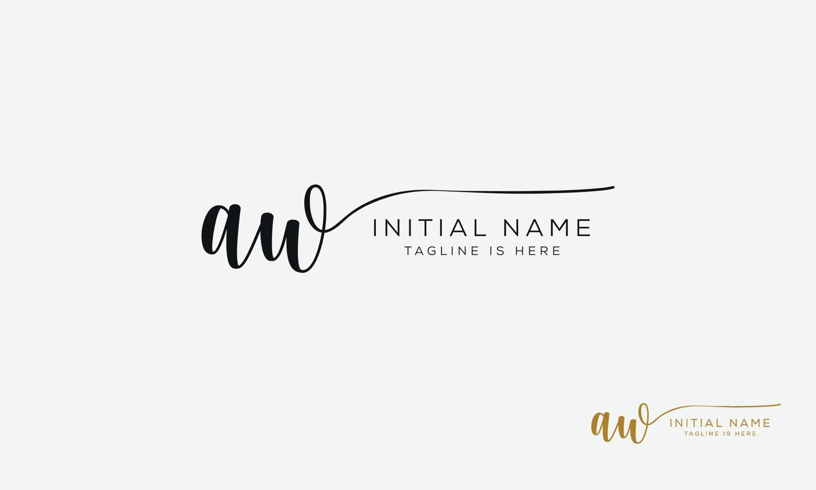 AW W A initial signature logo template. vector