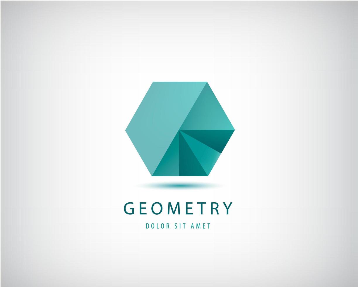 oigami abstracto vectorial, logotipo heométrico de cristal. Logotipo moderno verde 3d, forma minimalista poligonal. marca de empresa creativa vector
