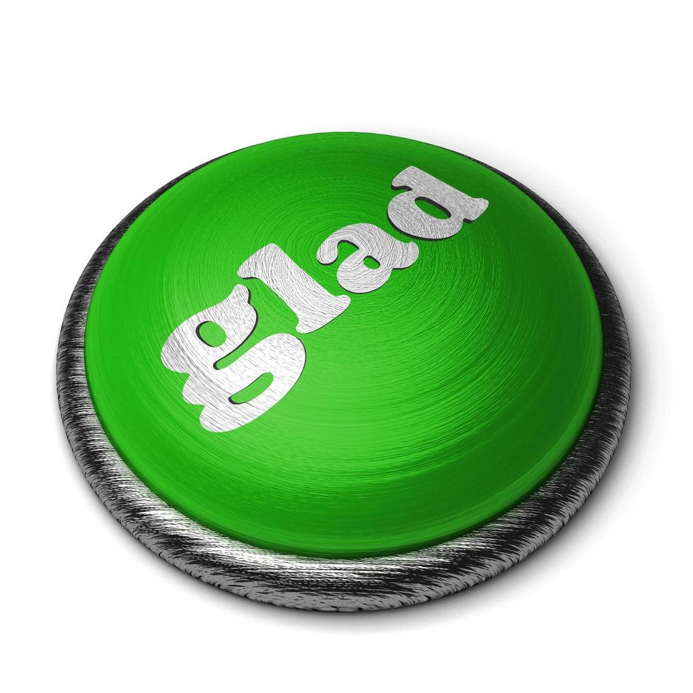 glad word on green button isolated on white photo