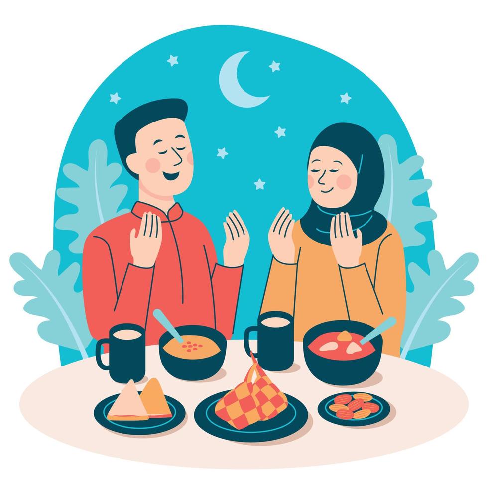 Couple Having Iftar Together vector