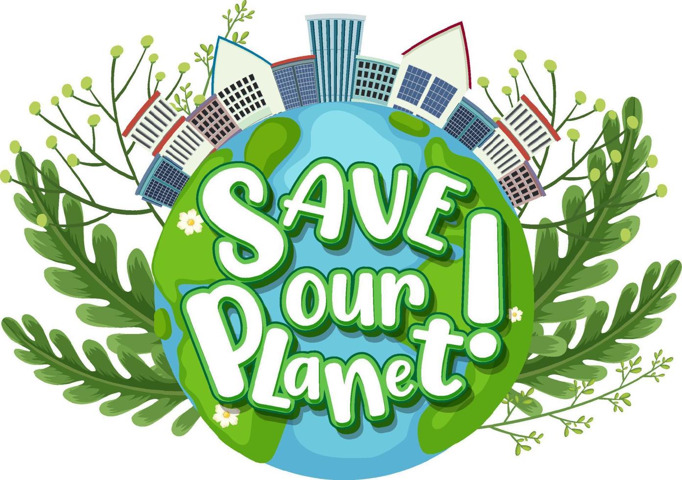 Save Our Planet typography logo design vector