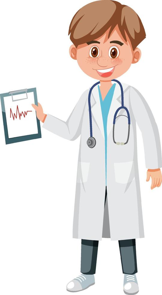 A male doctor cartoon character on white background vector