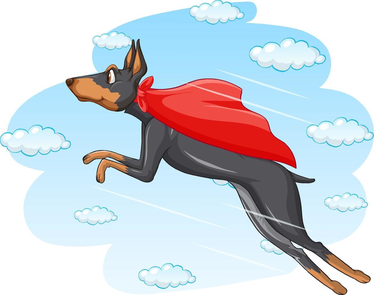 Black dog flying in the sky vector