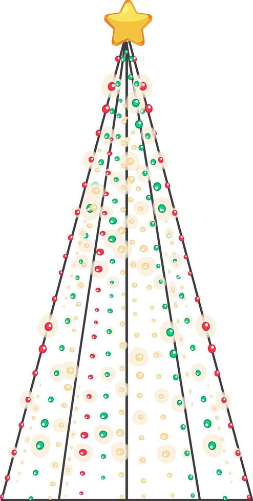 árbol de navidad de luces con estrella sobre fondo blanco vector