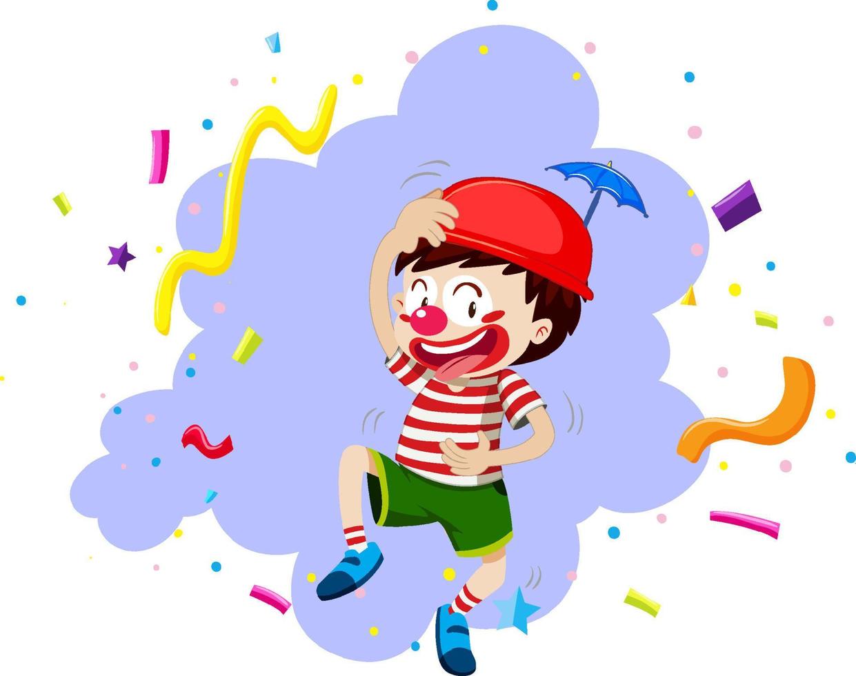 Happy boy with clown nose and funny hat vector