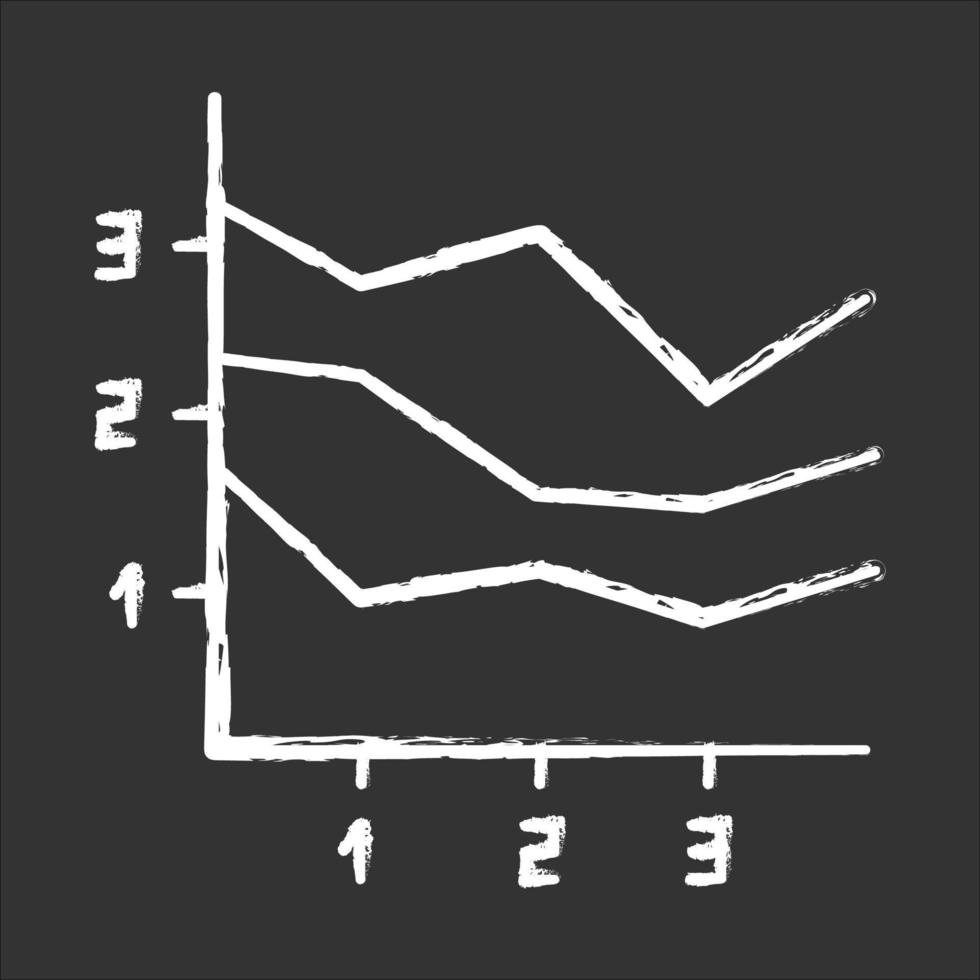 icono de tiza de gráfico de área. gráfico creciente con segmentos. infografía ascendente. presentación de mercadeo. visualización de informes comerciales. investigacion economica ilustración de pizarra de vector aislado