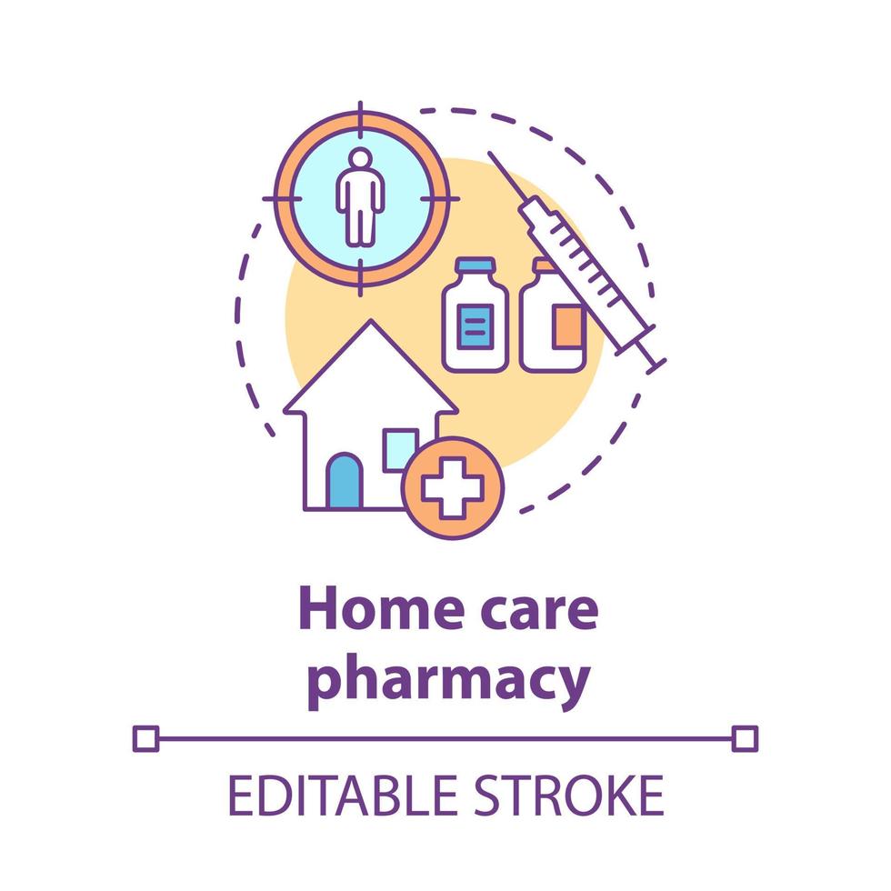 Pharmacy concept icon. Home care medication treatment idea thin line illustration. Drug store medicine prescription. Personal therapy schedule. Vector isolated outline drawing. Editable stroke