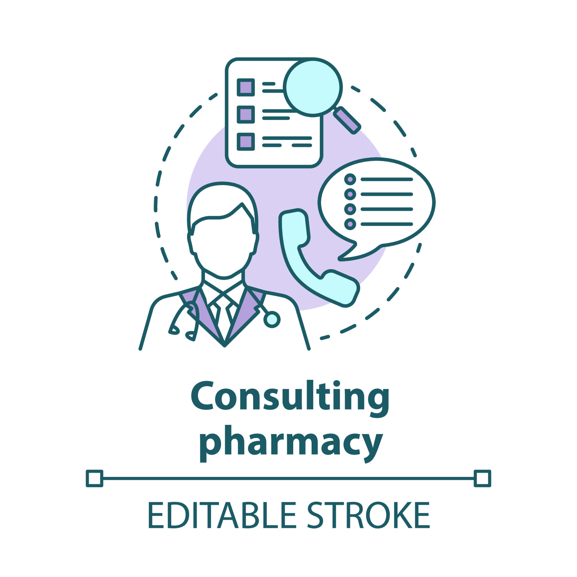 Consulting pharmacy concept icon. Doctor medical consultation idea thin