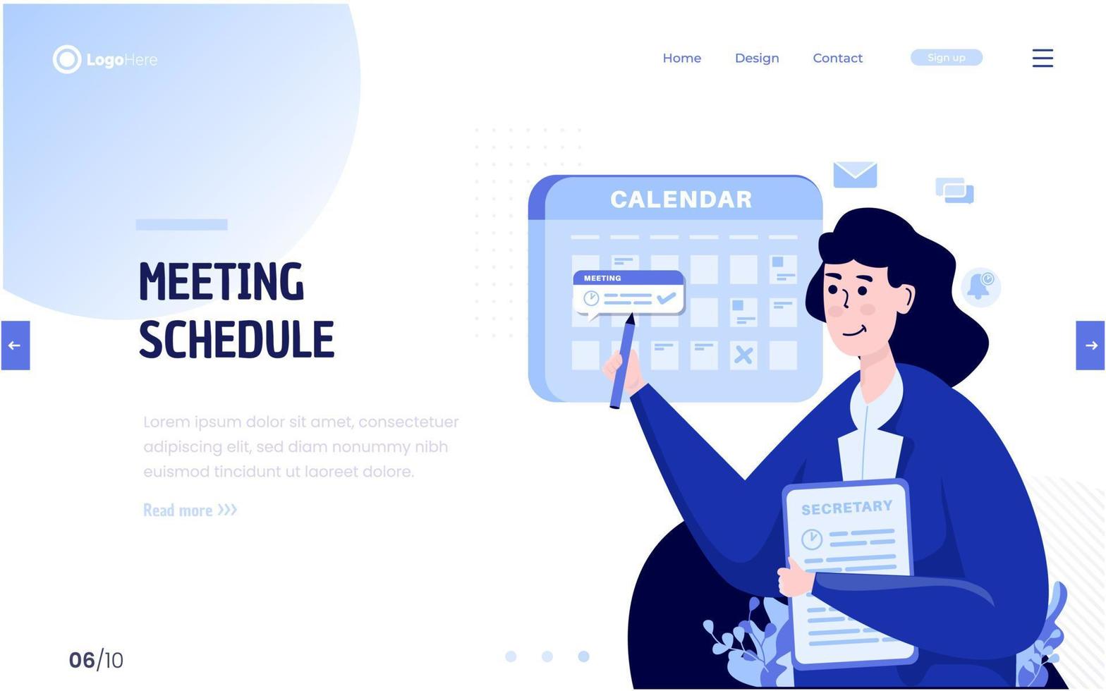 Flat design meeting schedule booking concept vector