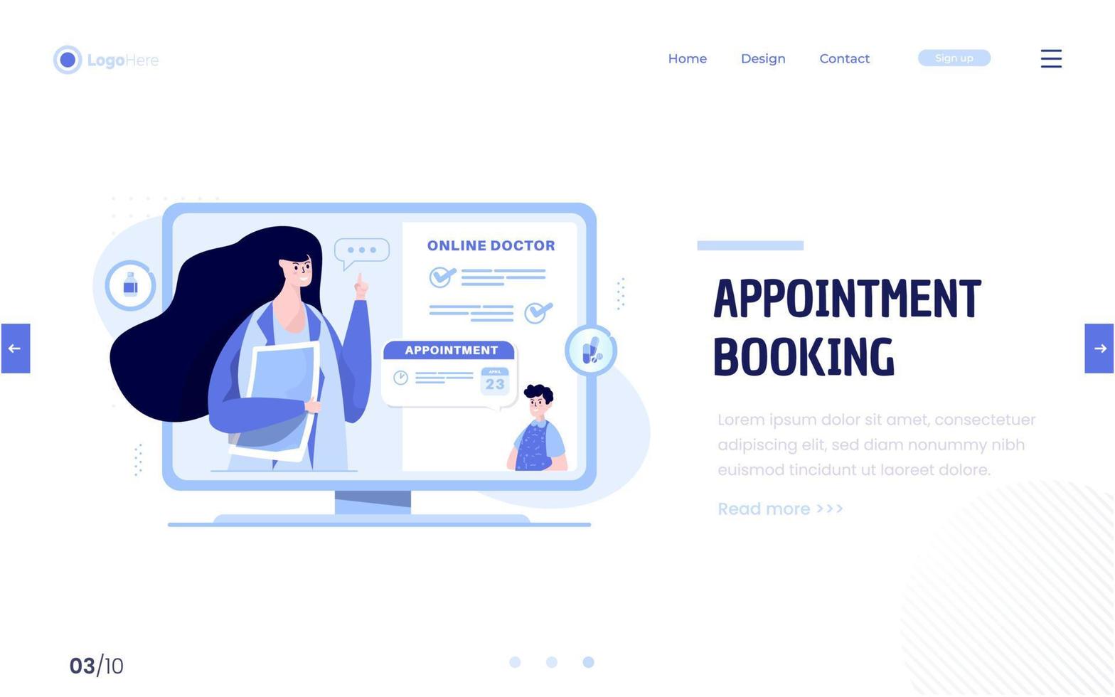 Online doctor booking appointment concept vector