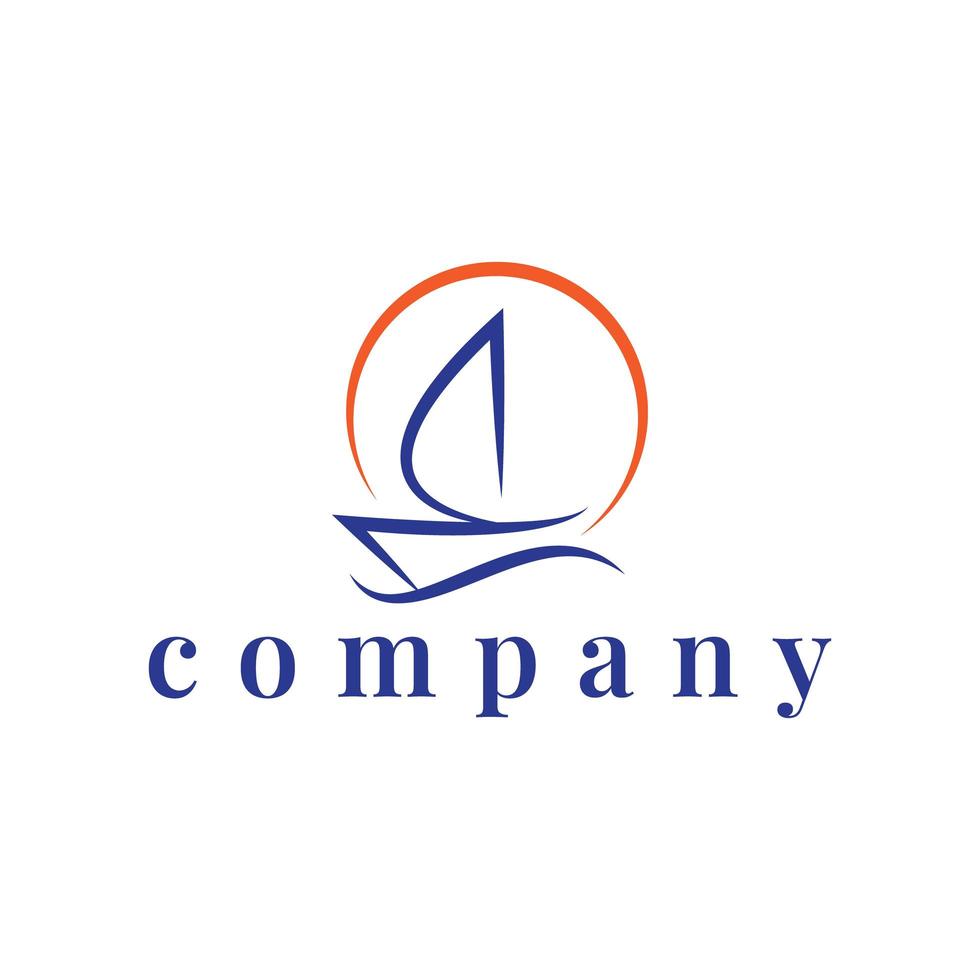 simple sailing boat ship yacht logo design vector