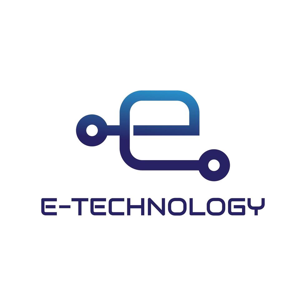 diseño de logotipo de tecnología de letra e vector