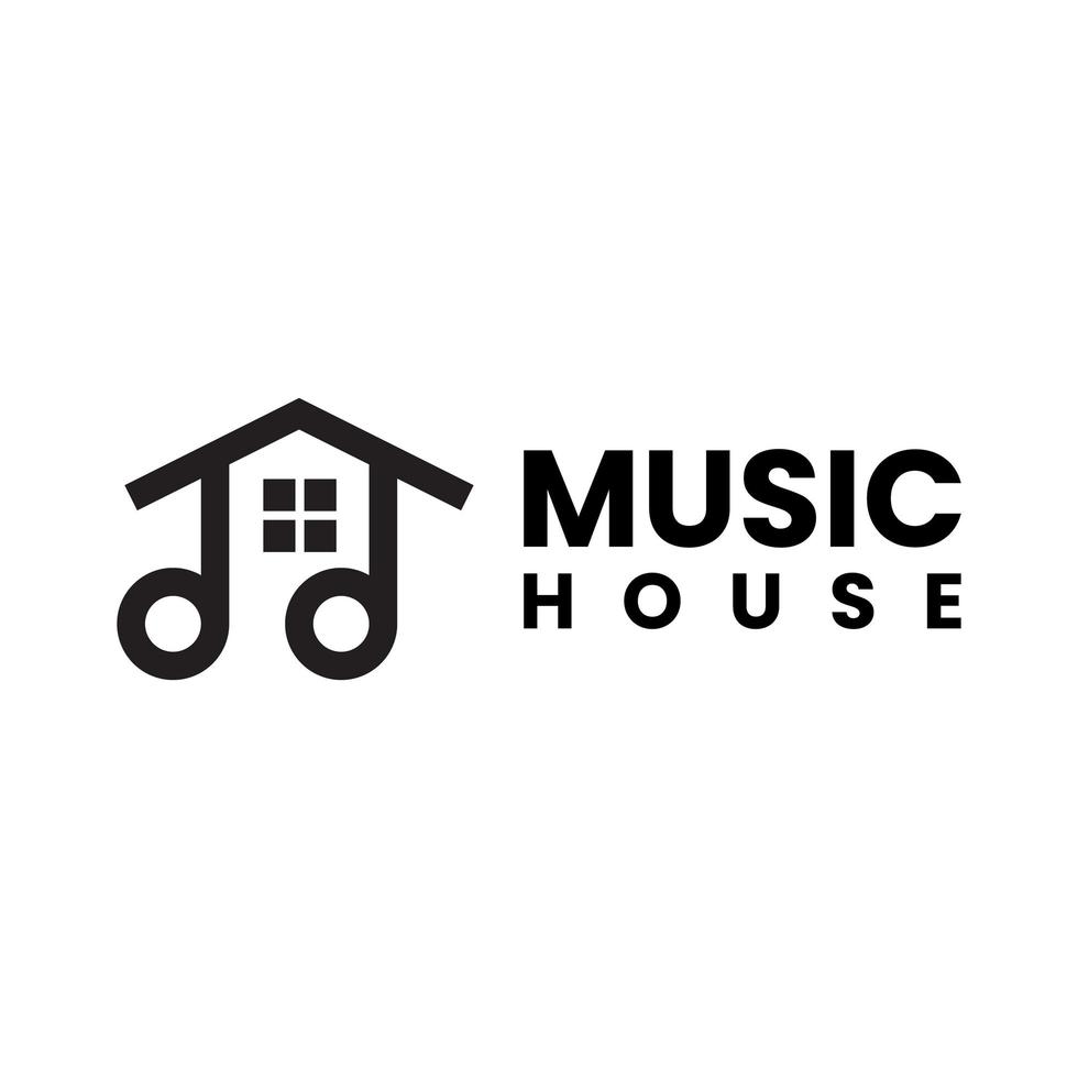 diseño de logotipo de casa de música vector