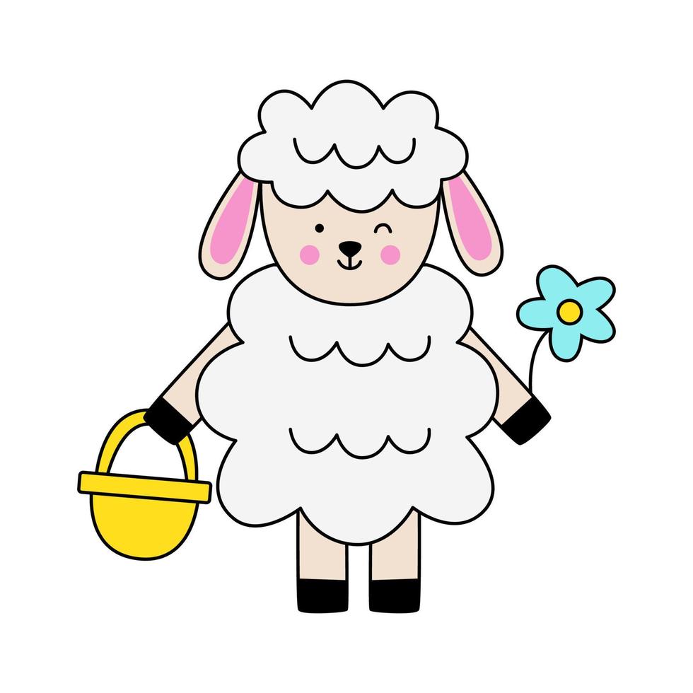 imagen vectorial de un lindo cordero de pascua de dibujos animados. vector