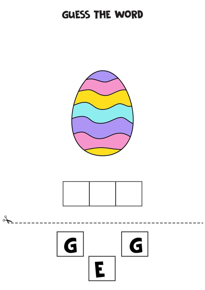 Spelling game for kids. Cute cartoon Easter egg. vector