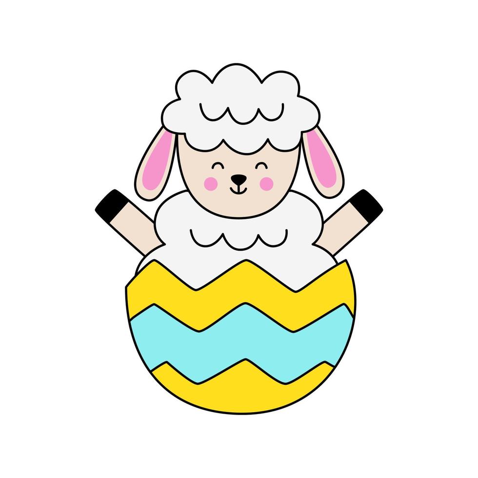 Vector image of cute Easter lamb in egg. 5961020 Vector Art at Vecteezy