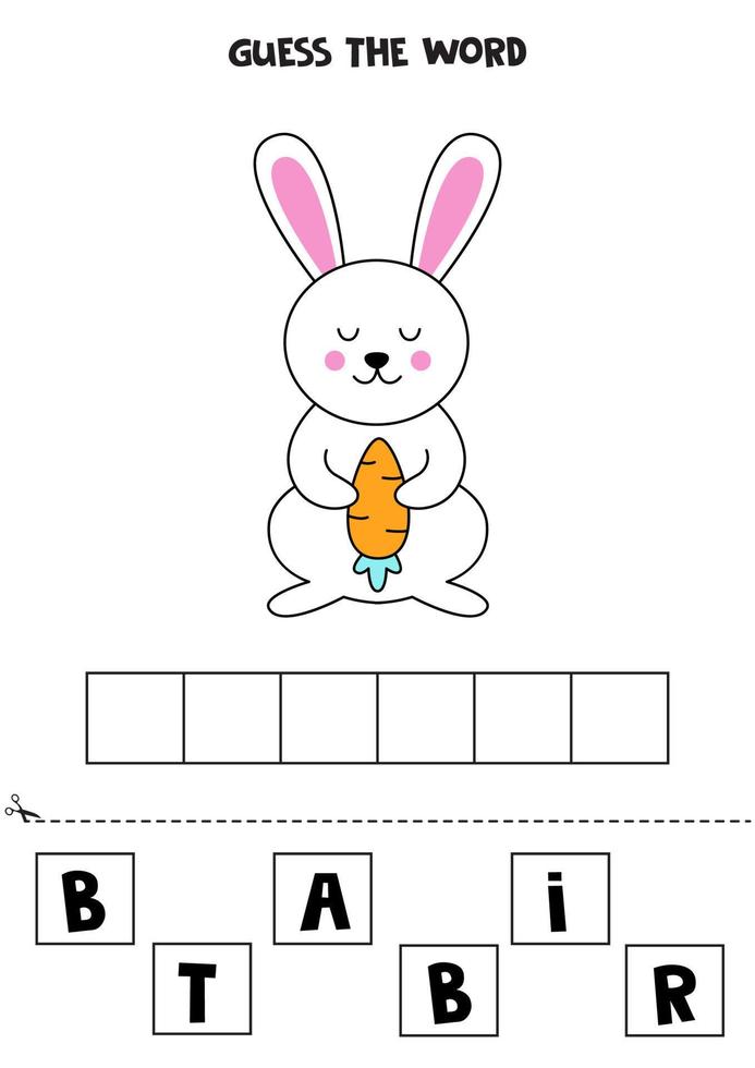 Spelling game for kids. Cute cartoon rabbit. vector