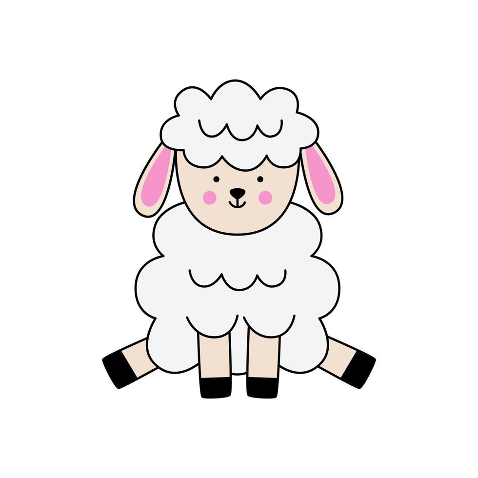 Vector image of cute Easter lamb sitting.