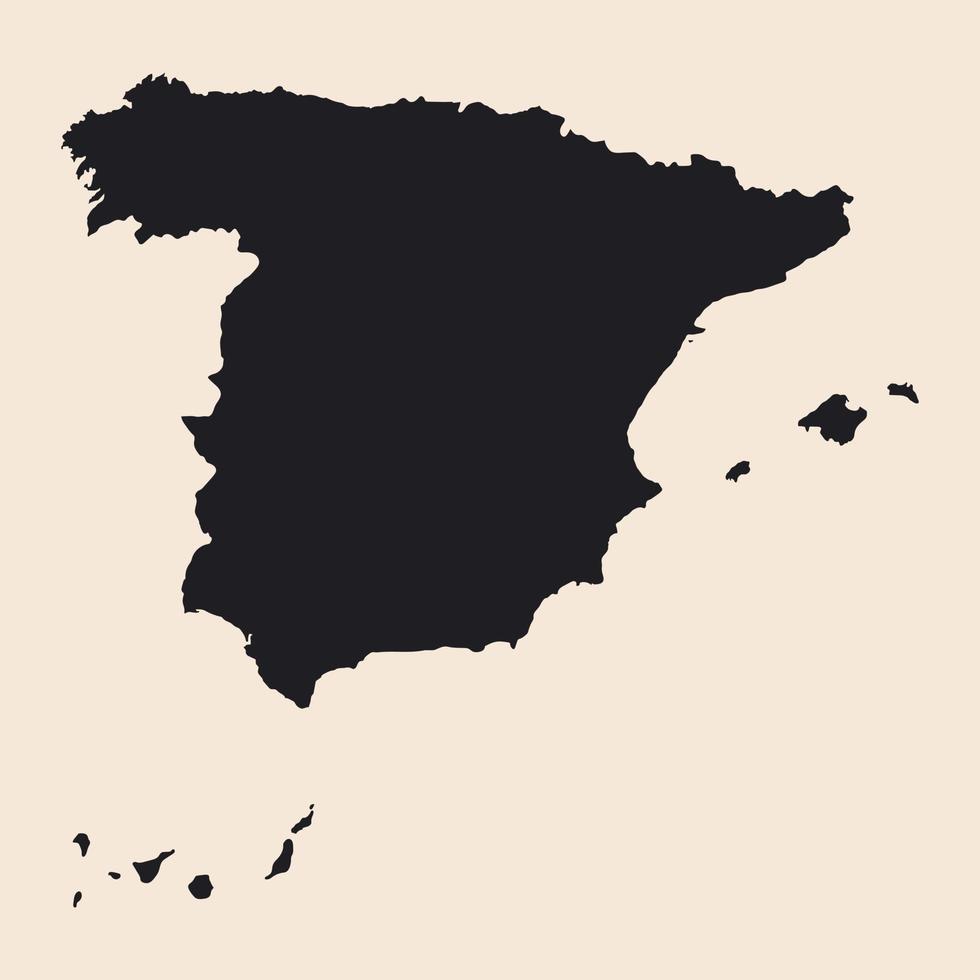 Mapa de España muy detallado con bordes aislados en segundo plano. vector