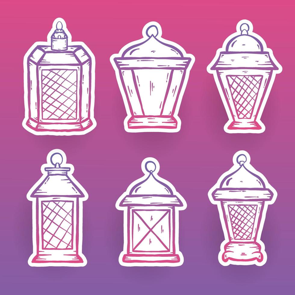 Set Of Hand Drawn Lanterns. Illustration Vector Graphic.  Design Concept  Ramadan Vintage Lantern With HandDrawn Sketch Style