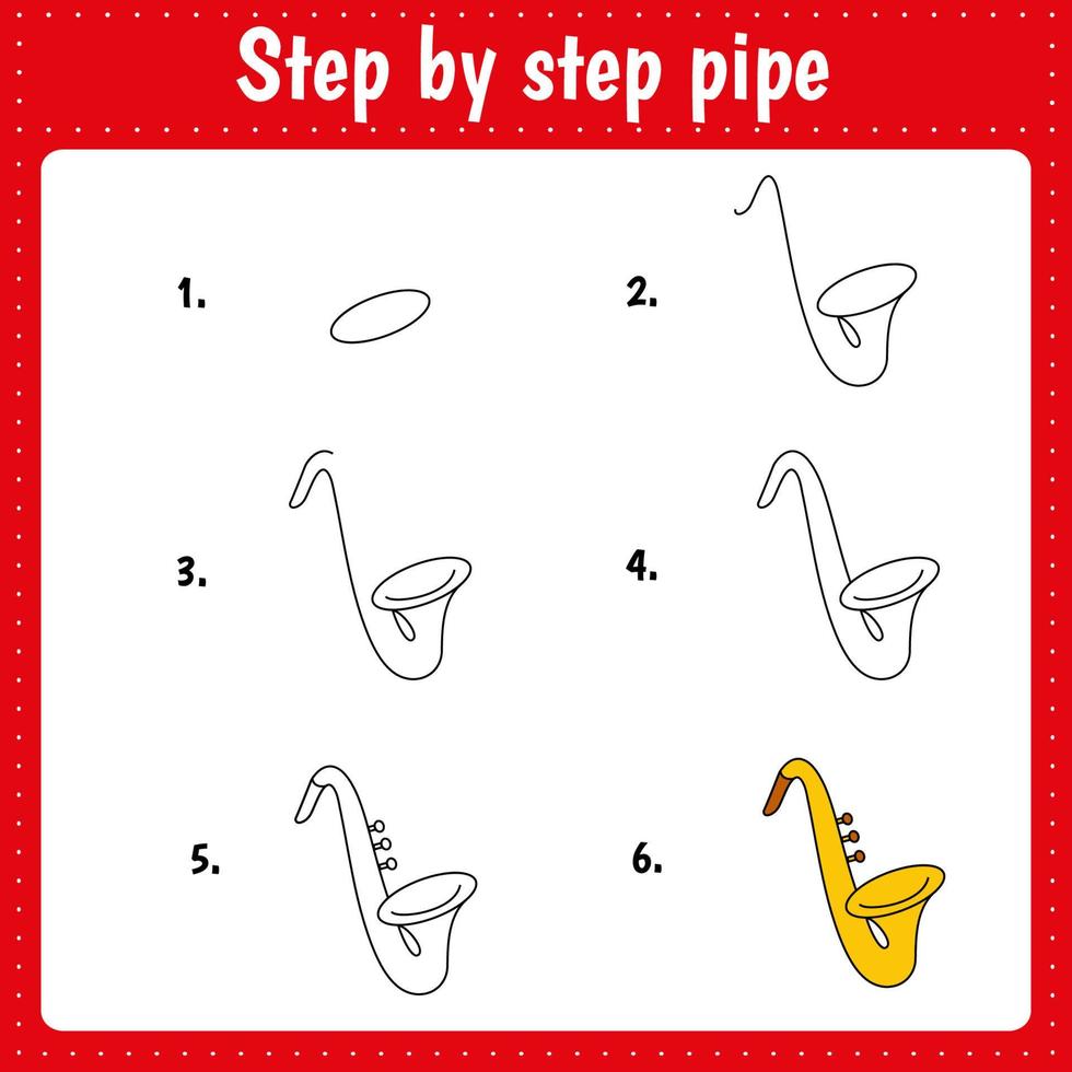 Drawing tutorial. Step by step repeats the picture. vector