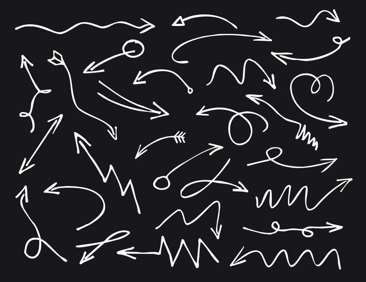 Set white drawing Arrows. Vector Illustration.