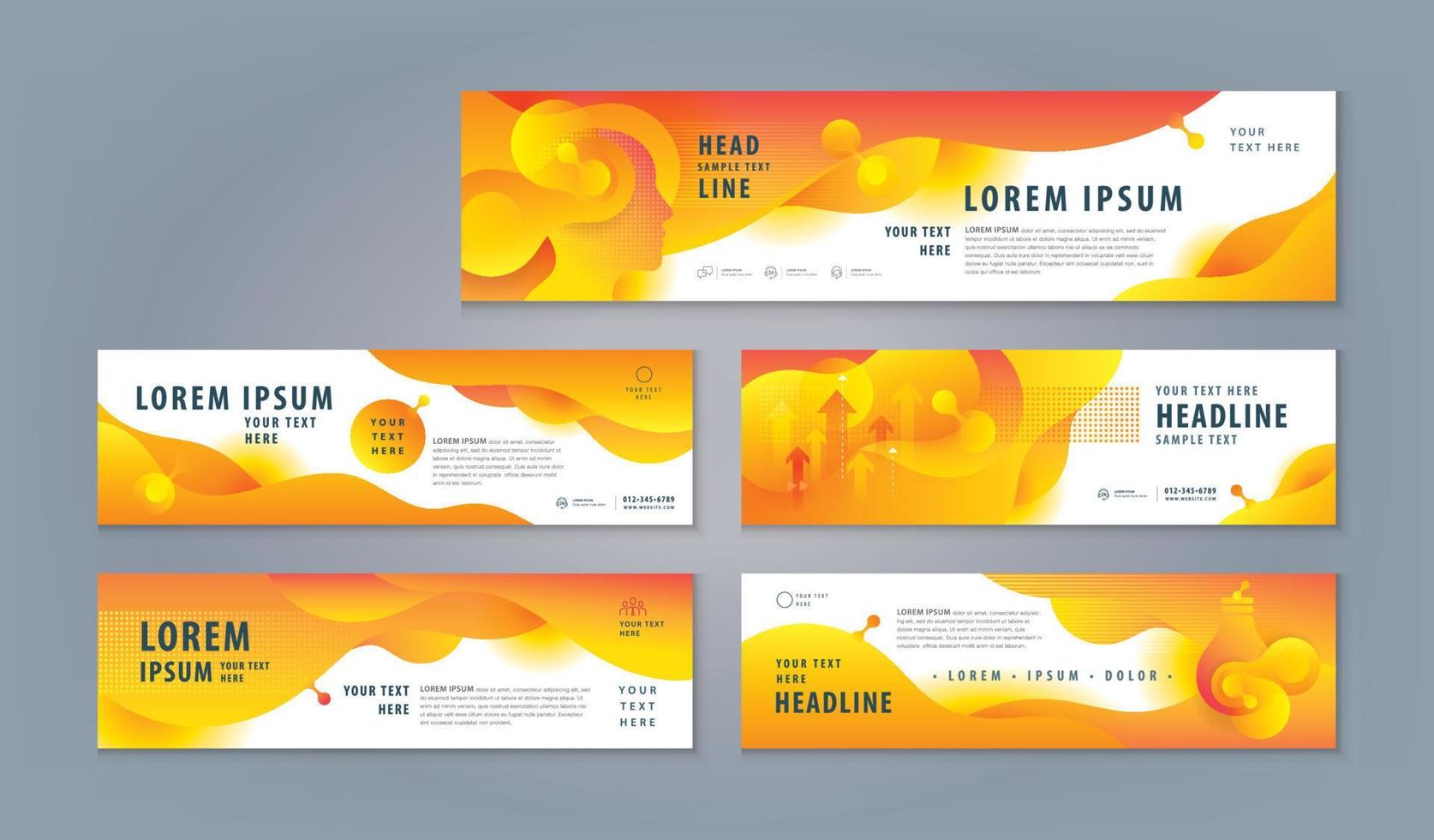 Horizontal header web banner, Abstract banner design web template Set, Abstract Liquid Shape Fluid Design, Dynamic Plastic Liquid Gradient Waves vector