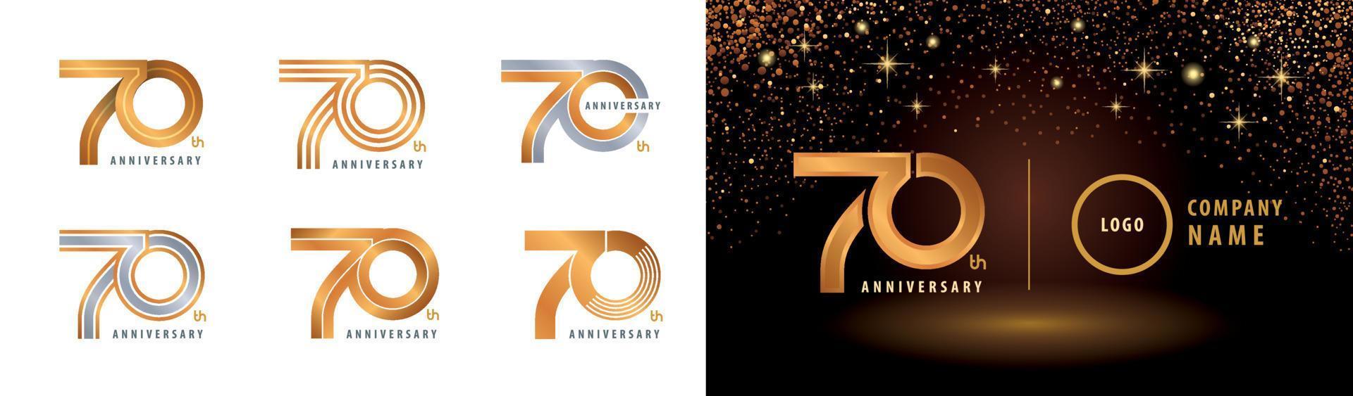 Set of 70th Anniversary logotype design. Seventy years anniversary celebration. Infinity loop logo vector. vector