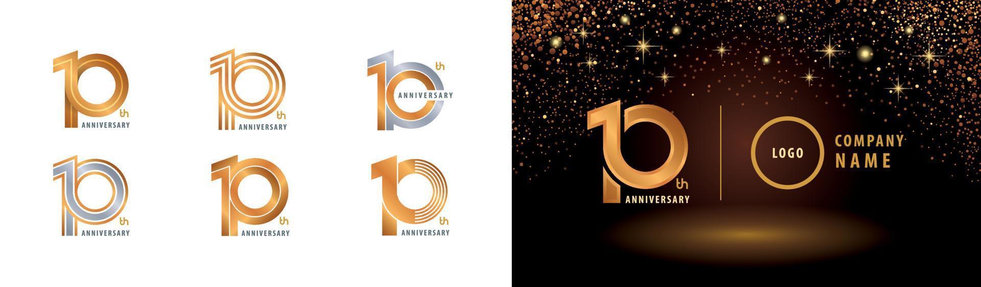 Set of 10th Anniversary logotype design, Ten years anniversary celebration. Infinity loop logo vector. vector