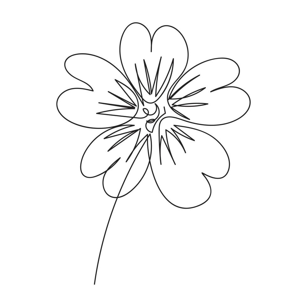 Line drawing silhouette of a flower. simple design vector illustratio