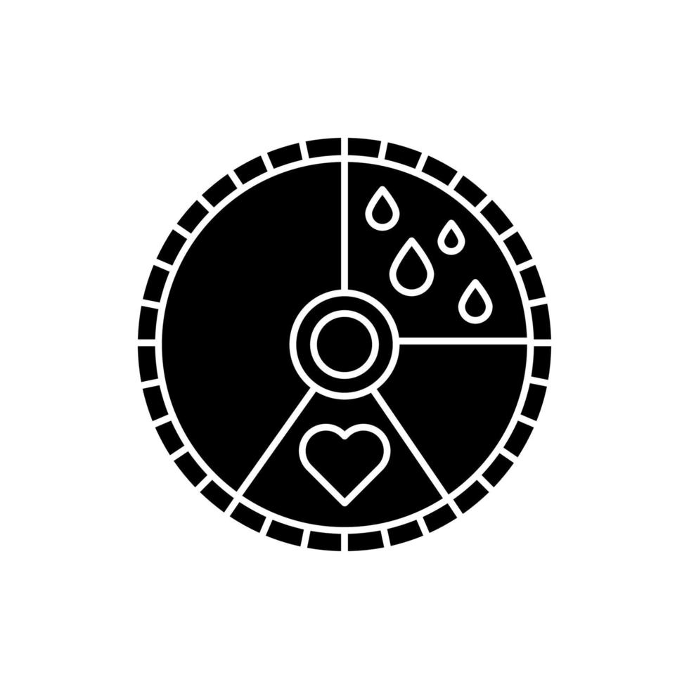 Menstrual cycle glyph icon. Menstruation days tracking. Female healthcare. PMS and period. Gynecology calendar. Monthly circulation. Silhouette symbol. Negative space. Vector isolated illustration