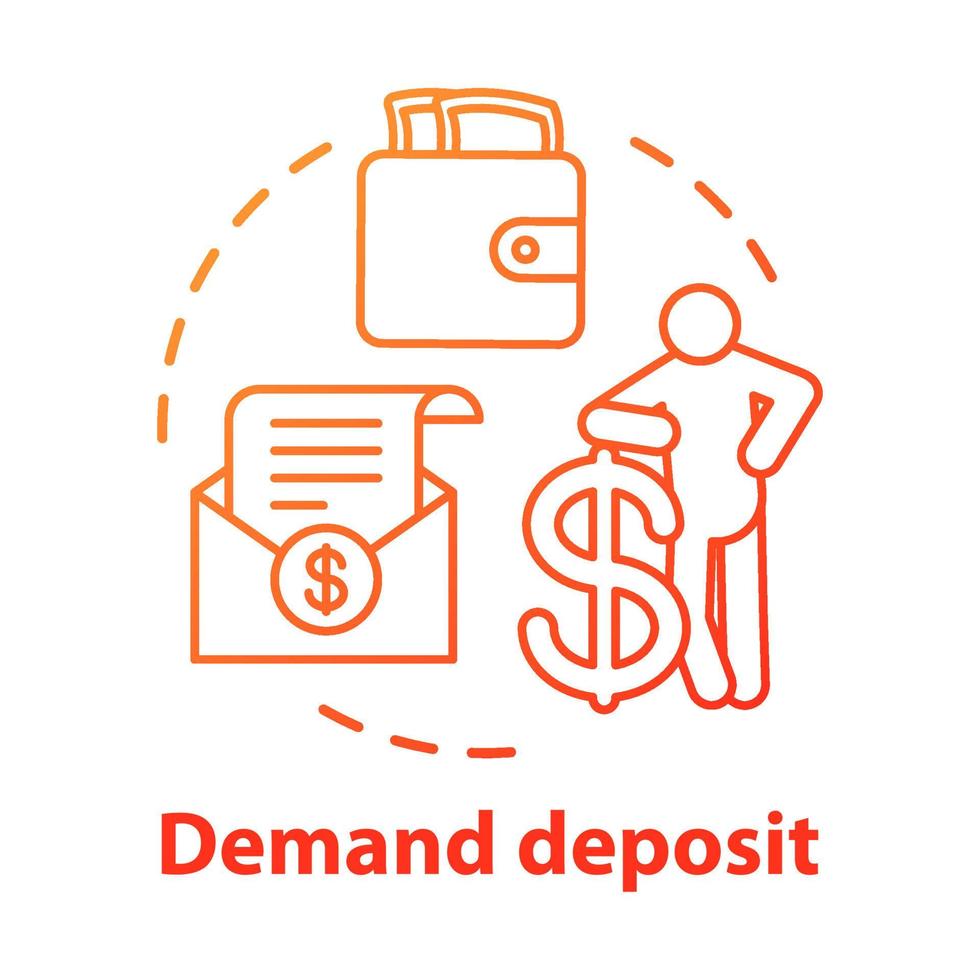 Savings concept icon. Demand deposit idea thin line illustration. Available funds, finances. Regular, everyday bank account for withdrawal. Vector isolated outline drawing