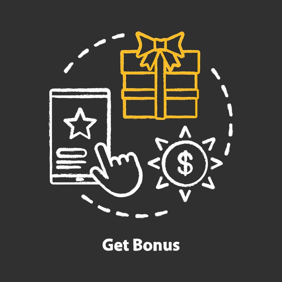 Get bonus chalk concept icon. Gifts prizes idea. Cashback, redeem points. Reward program. Discounts and special offers vector