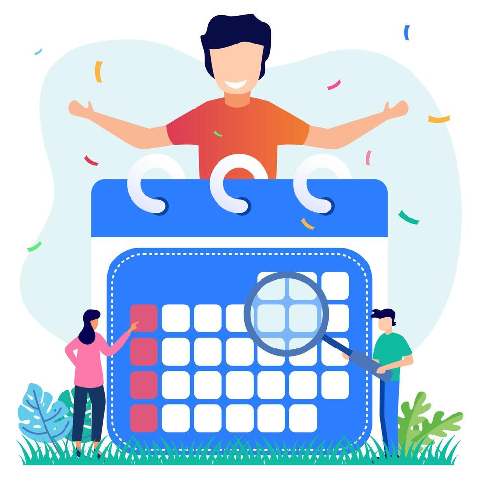 Illustration vector graphic cartoon character of agenda and schedule of events on the calendar