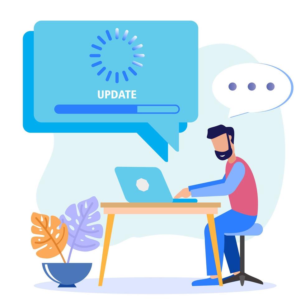 Illustration vector graphic cartoon character of system update