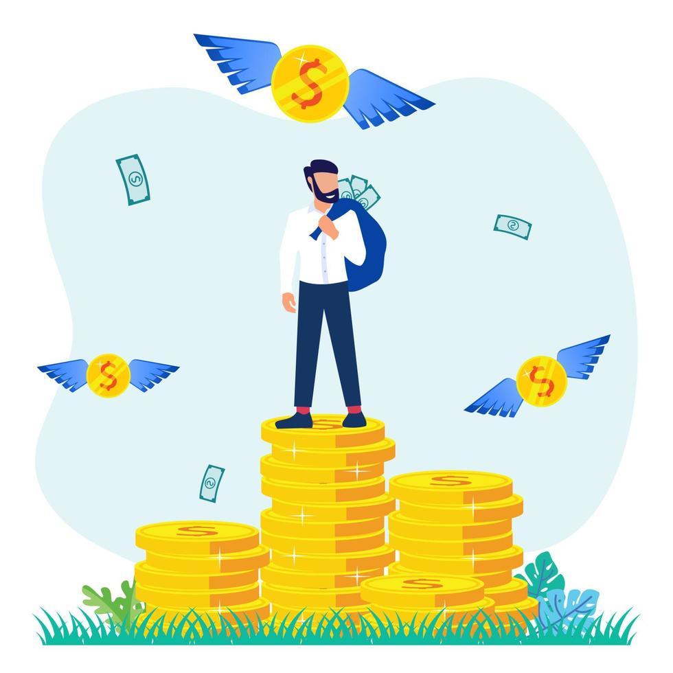 Illustration vector graphic cartoon character of business profit multiplied
