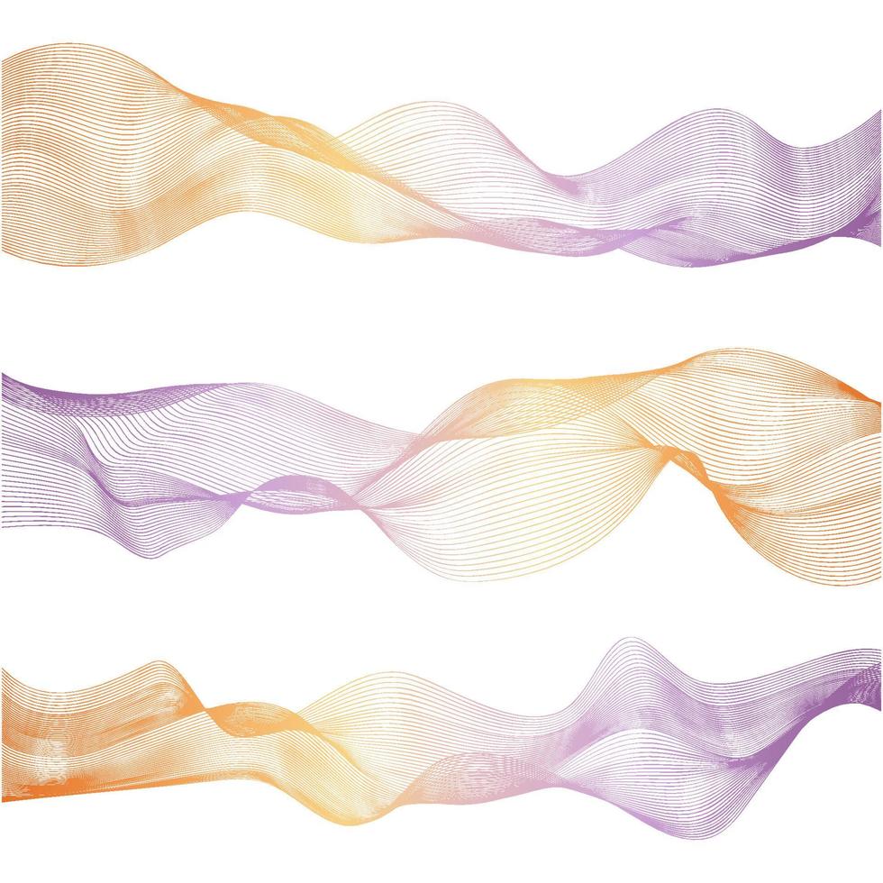 Set bright dynamic wave lines. Abstract background. Vector multicolored template for design.