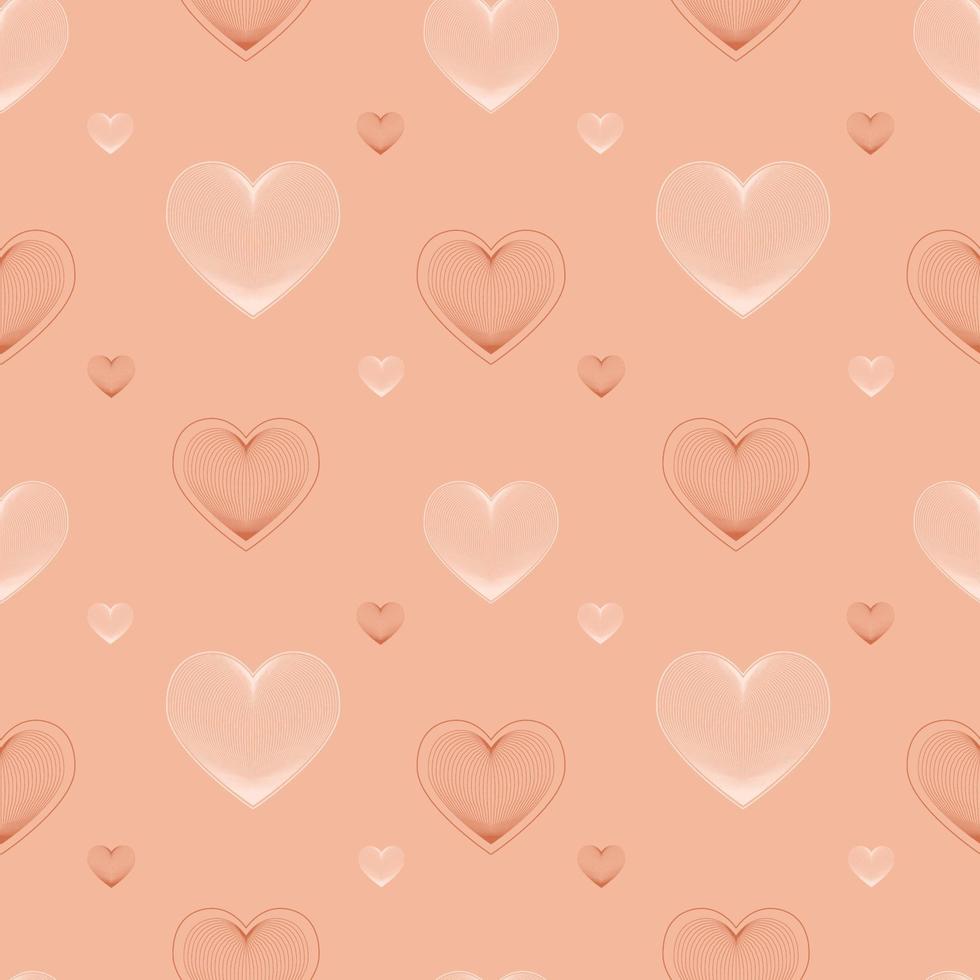 Vector seamless pattern ocher linear heart. Happy Valentine's Day. Love.