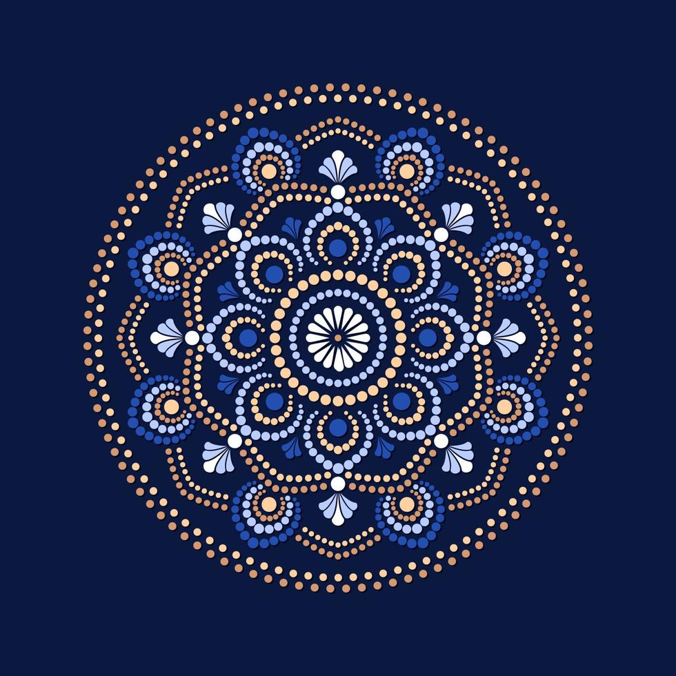 Dot painting meets mandalas. Aboriginal style of dot painting and power of mandala. Decorative flower vector